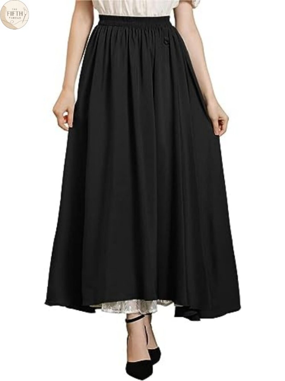 Renaissance Double Layered Maxi Skirt A-Line Elastic Waist Medieval
